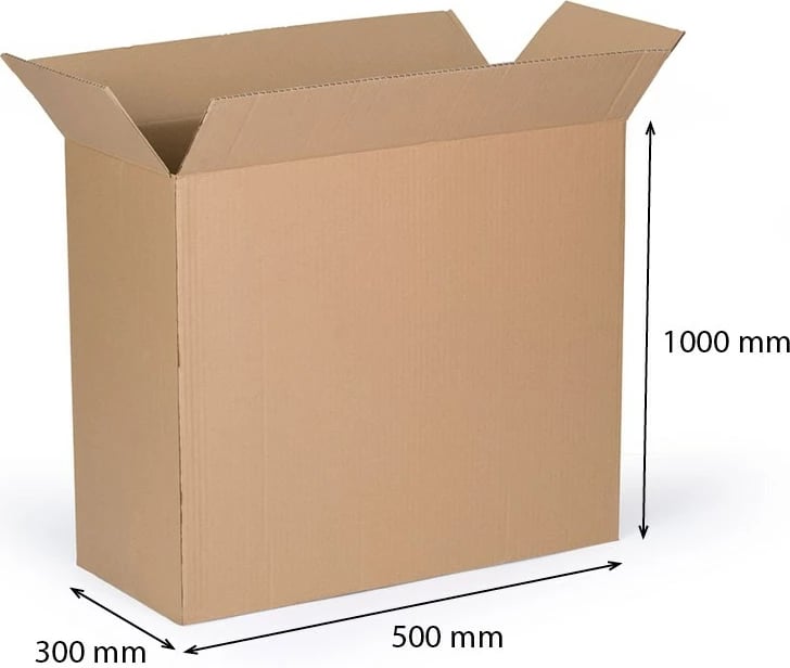 kuti kartoni me flap, CARERO, 500x300x1000 mm, pesështreshe valëzuese 580 g/m2, kafe