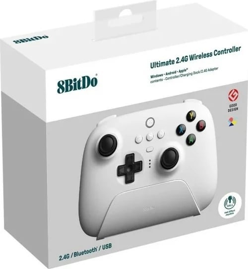 Gamepad 8BitDo Ultimate 2.4G Hall Edition, wireless, për PC/Android/Apple, Bardhë