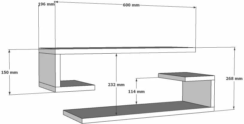 Raft muri Hanah Home, Eldo, ngjyrë arre (2 copë)