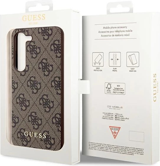 Mbështjellës Guess GUHCS23SGF4GBR 4G Charms për Samsung Galaxy S23, kafe