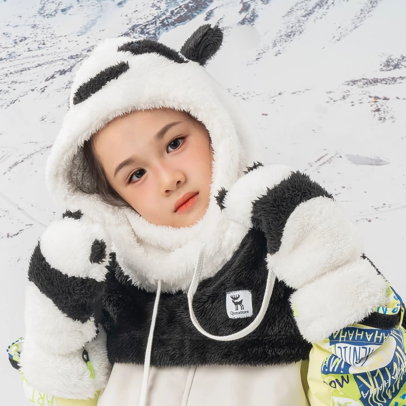 Doreza ski Qunature Panda, për fëmijë dhe të rritur, S, e zezë/e bardhë