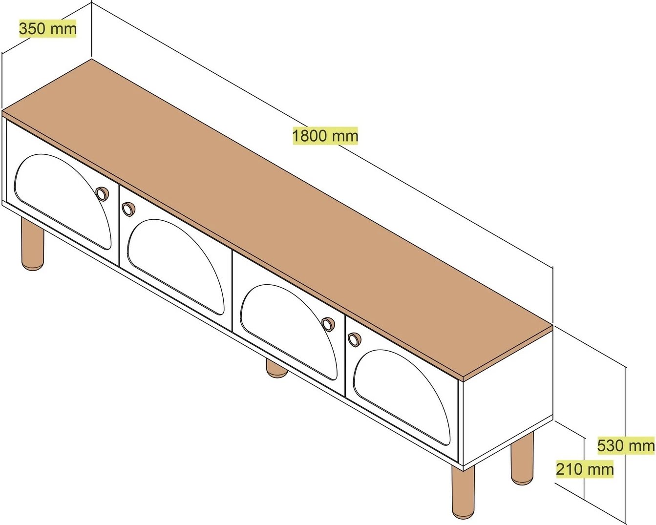 Komodë TV Skye Decor, Bohem 850, e bardhë