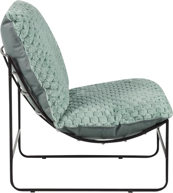 Fotelje Chopie, material stof, ngjyrë jeshile e çelët, këmbë të zeza, 77x90x83cm