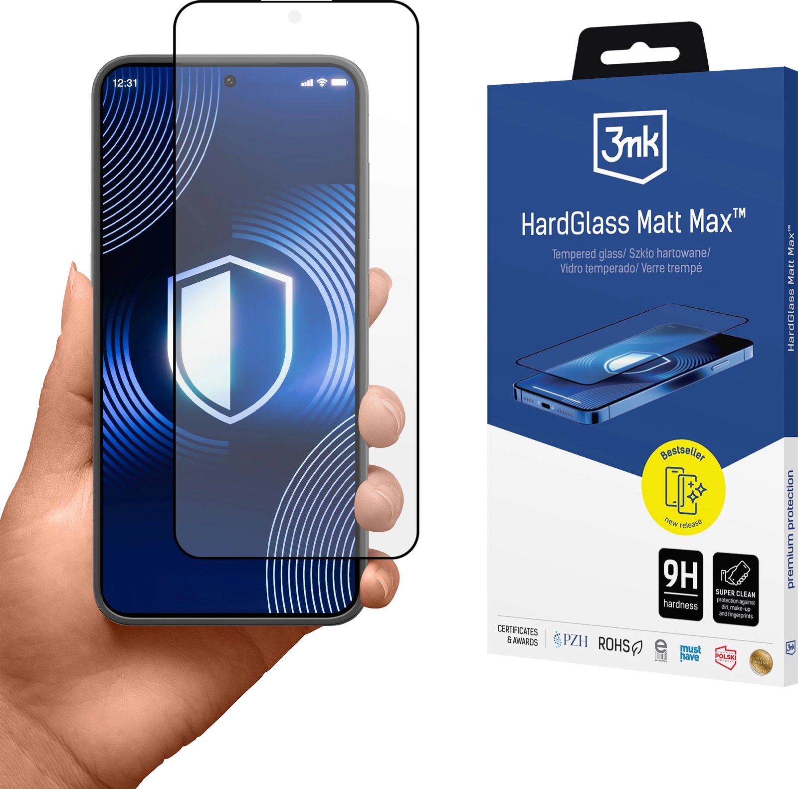 Xham i temperuar mat 3mk HardGlass Matt Max për Samsung Galaxy S24+, gjysmë-transparent