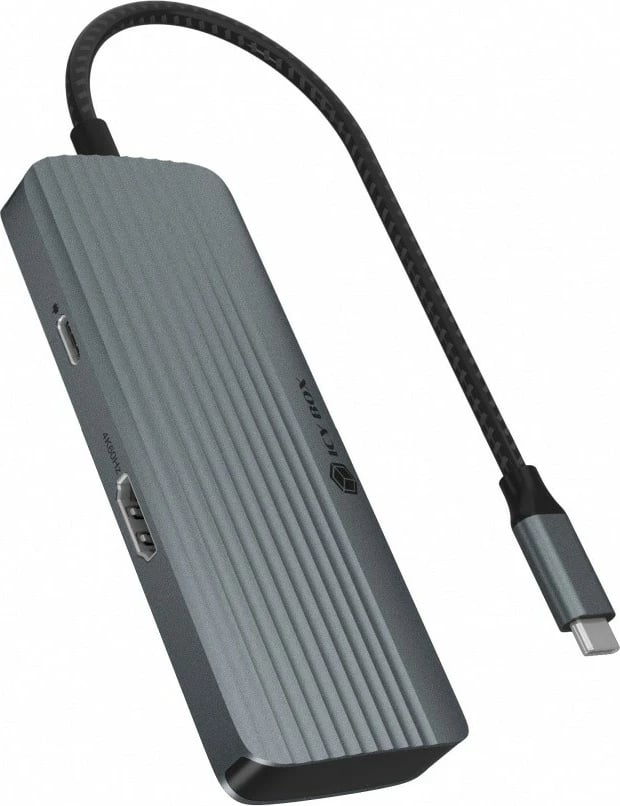 Docking station IcyBox IB-DK4022a-CPD, 6-in-1, HDMI, USB, Power Delivery, anthracite