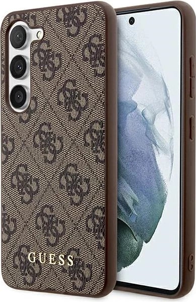 Mbështjellës Guess 4G Metal Gold Logo për Samsung Galaxy S24+, kafe
