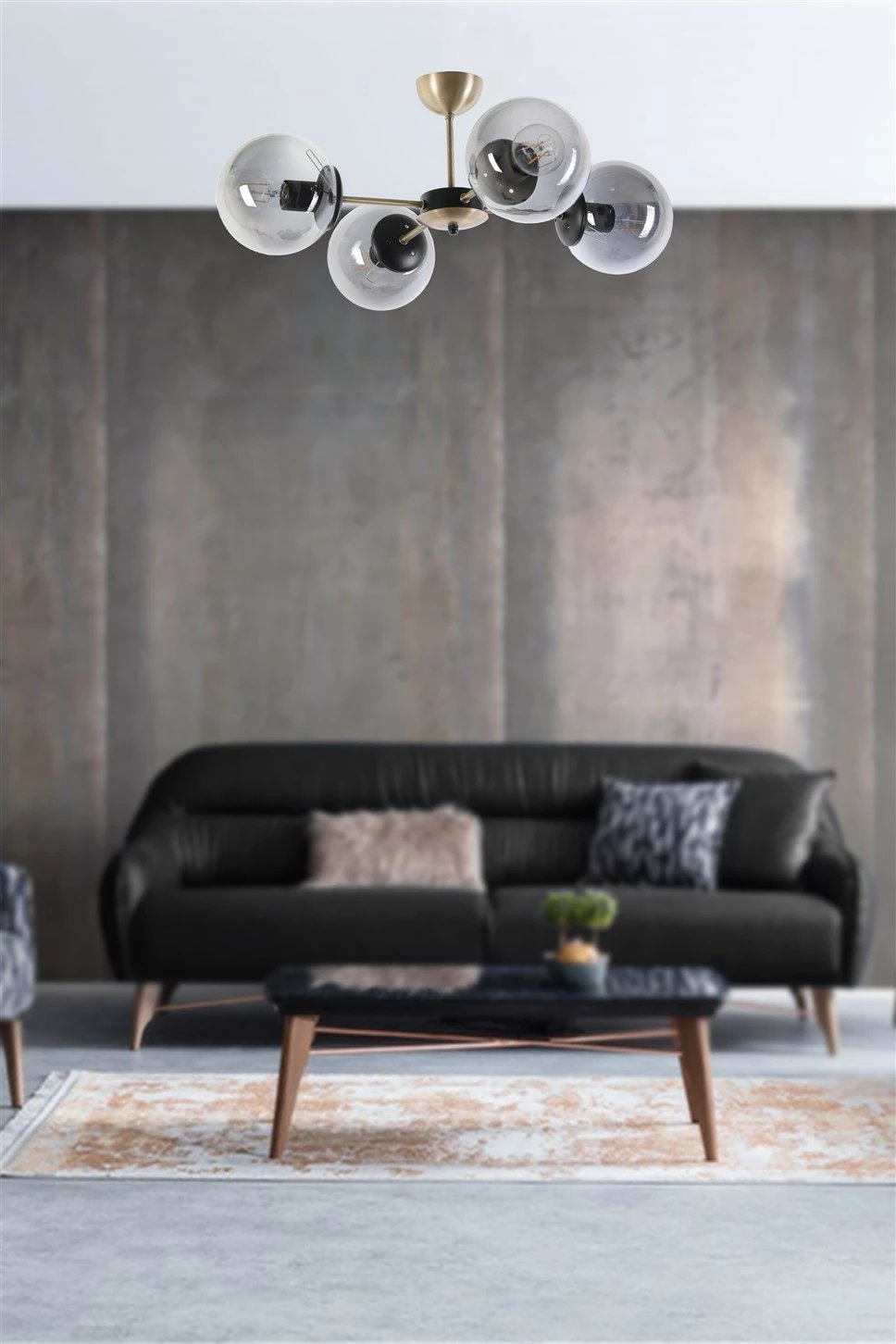 Llambë tavani Opviq Venüs, 4 llamba, qelq fume, bakër