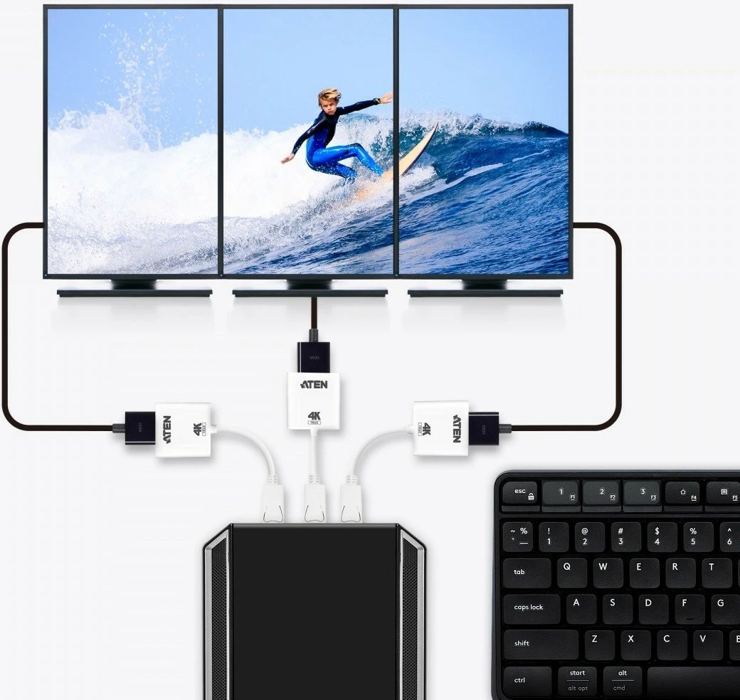 Adapter DisplayPort në HDMI 4K ATEN VC986B, i bardhë