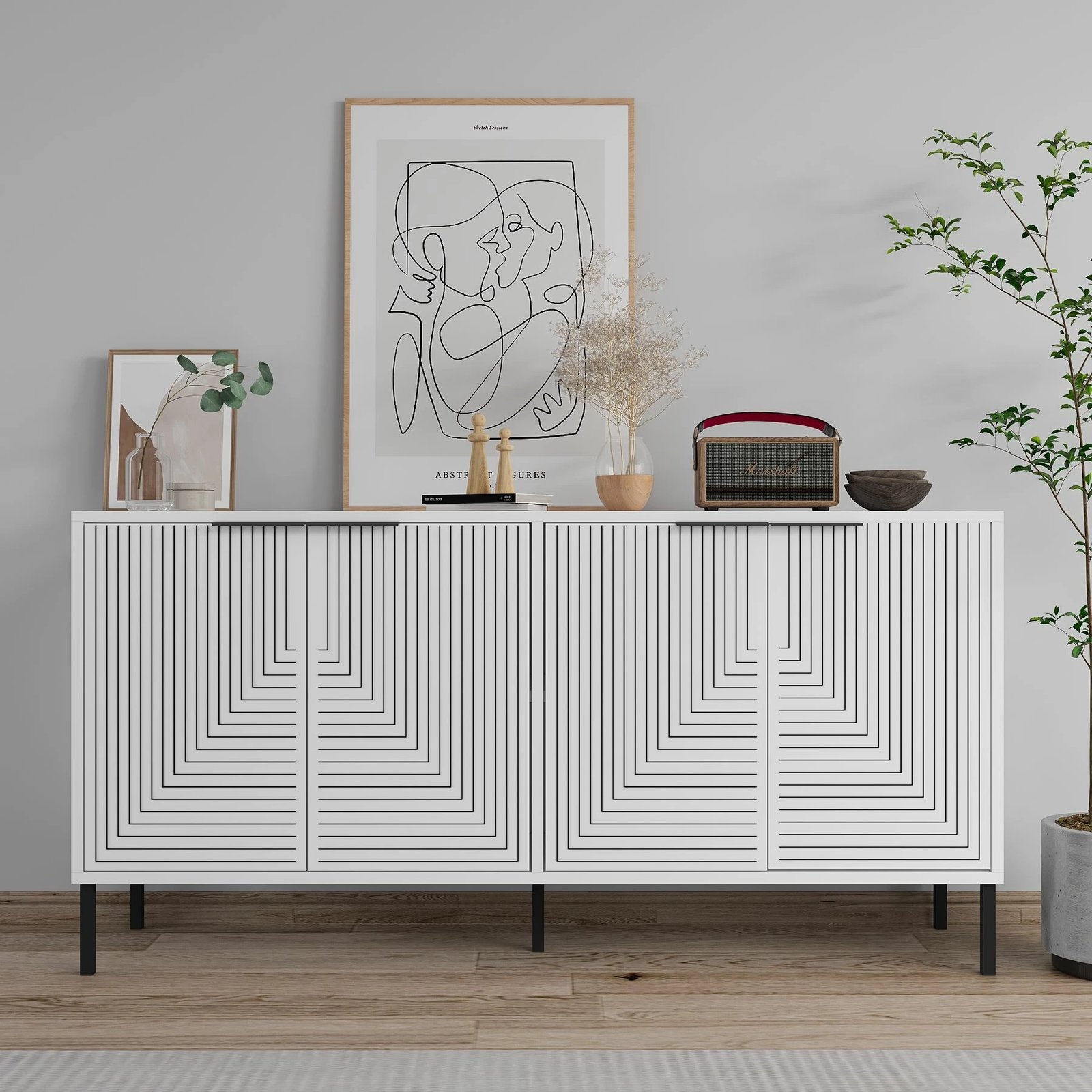 Konsolë Skye Decor, Lurea, e bardhë