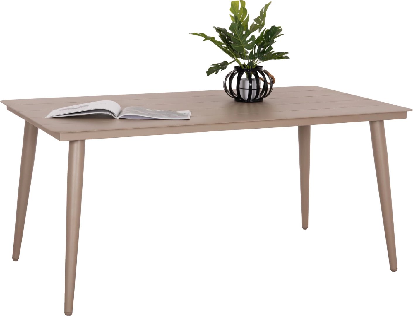 Tavolinë drejtkëndëshe ngrënieje alumini, ngjyrë kapuçino, HIGER FH6291.04, 160x90x78cm