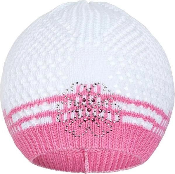 Kapelë e thurur për fëmijë, NEW BABY, Flower, madhësia 104 (3-4 vjet), pambuk 100%, rozë