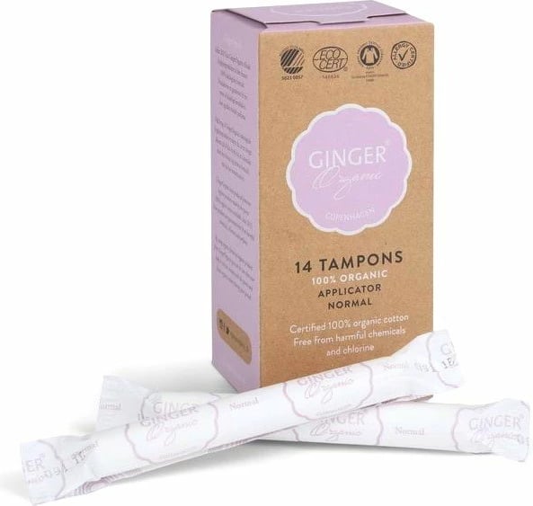 Tamponë me aplikator për femra Ginger Organic Normal, 14 copë