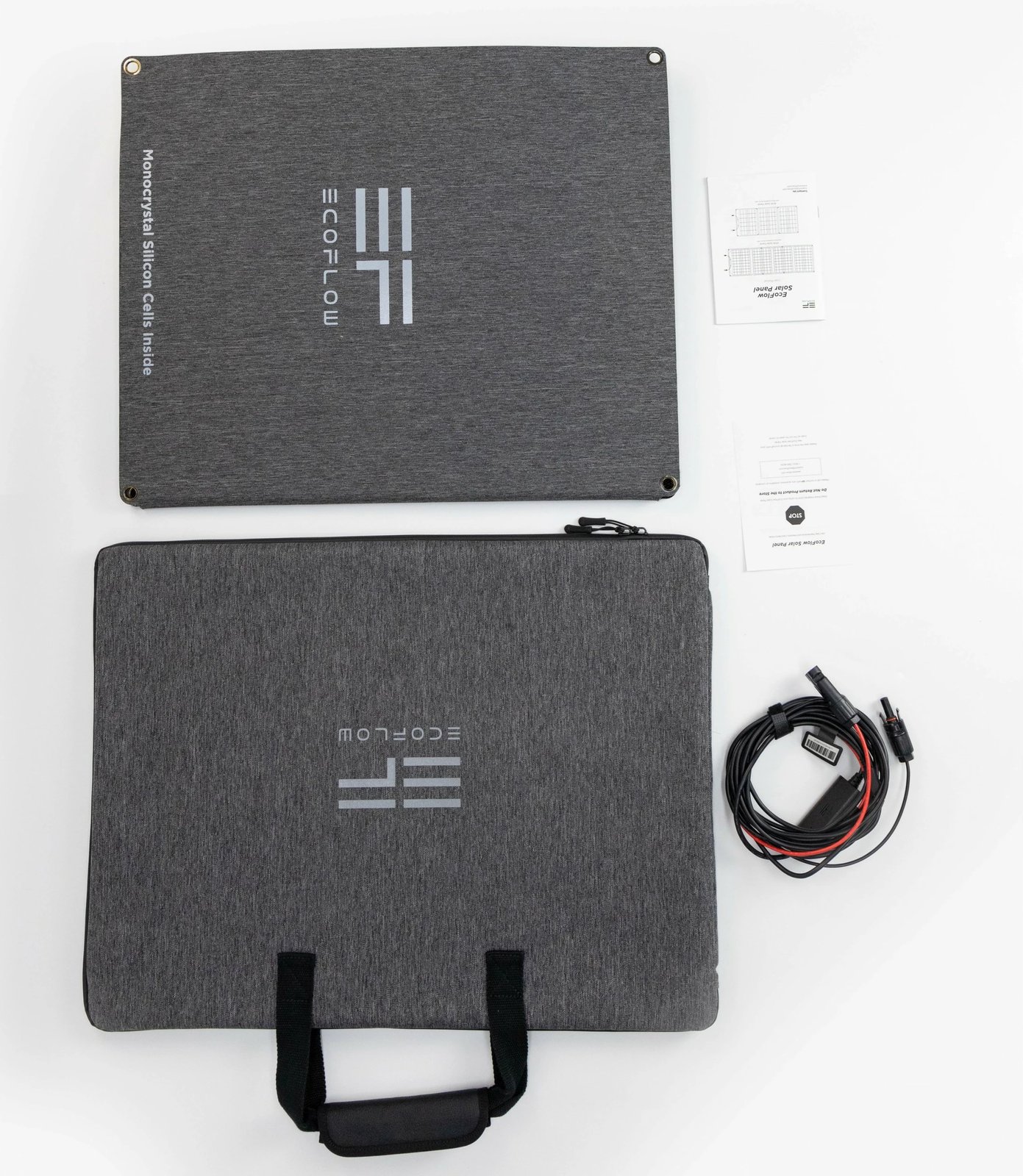 Panel diellor EcoFlow 110W, monokristalin, i zi, portativ