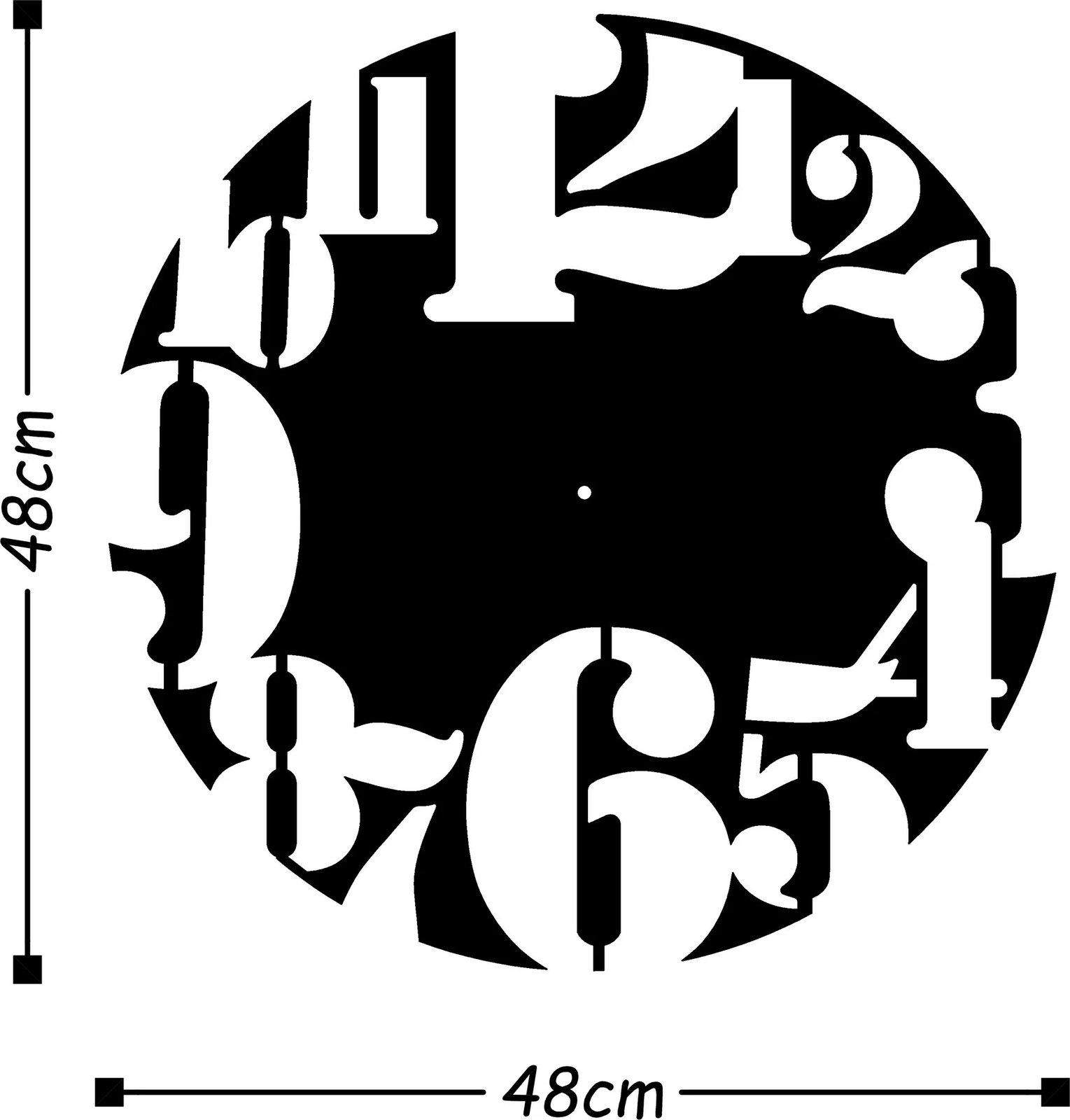 Orë muri dekorative prej metali, Wallity, e zezë, 48x48cm