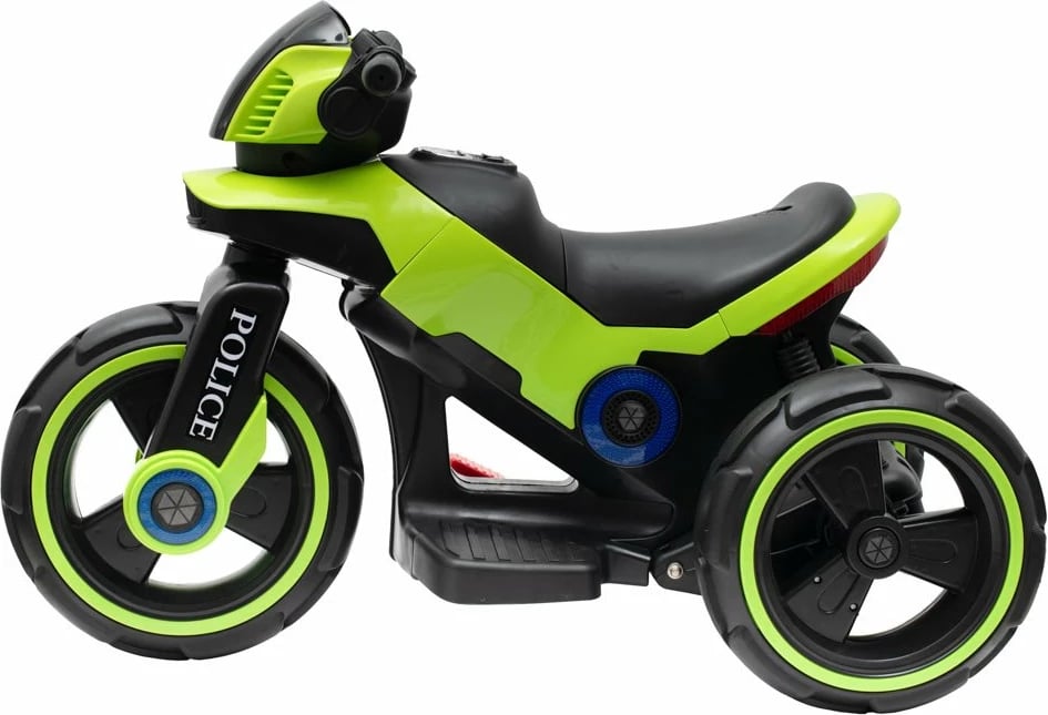 Motoçikletë elektrike për fëmijë, Baby Mix POLICE, 6V 7Ah, 2x24W, USB/MP3, LED, 2-4 km/h, 3-7 vjeç, jeshile