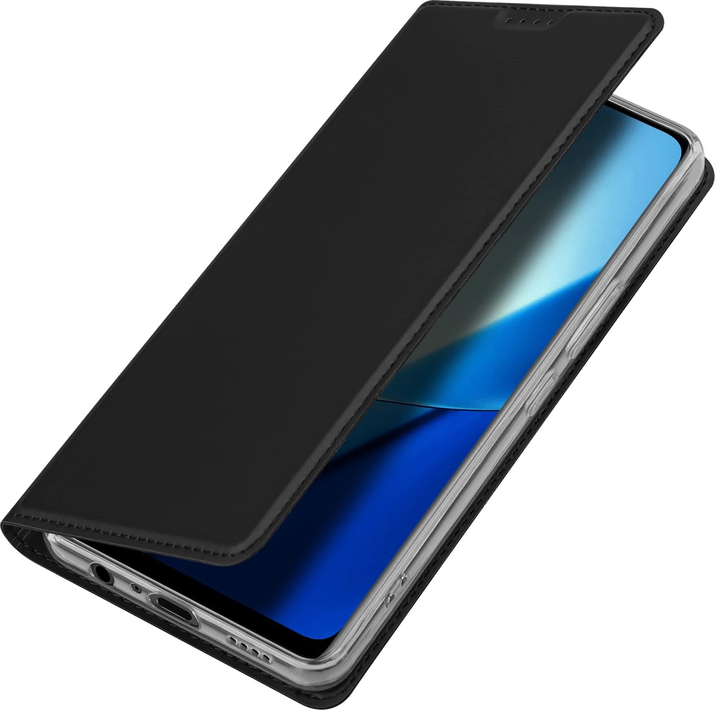 Mbështjellës Dux Ducis Skin Pro për Realme 11, me xhep kartelash dhe mbështetëse, i zi
