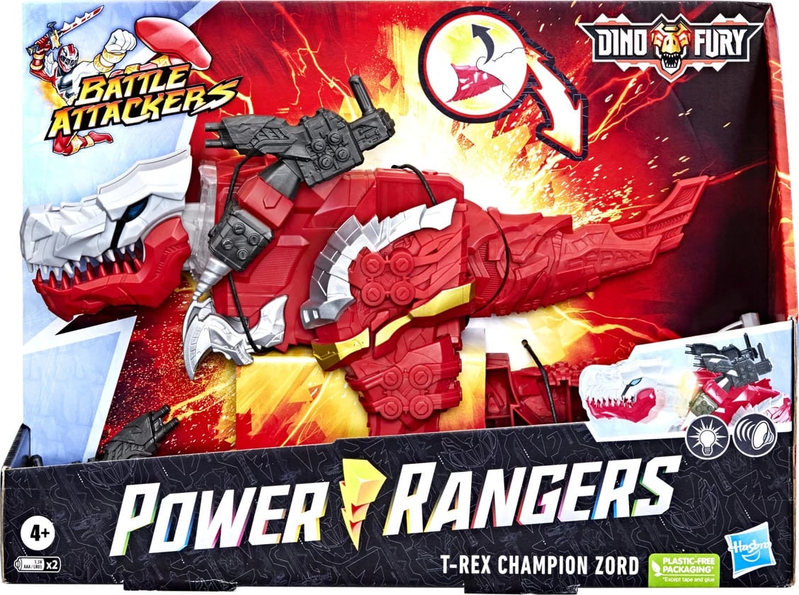 Power Rangers: Dino Fury - T-Rex Champion Zord 10" Action Toy