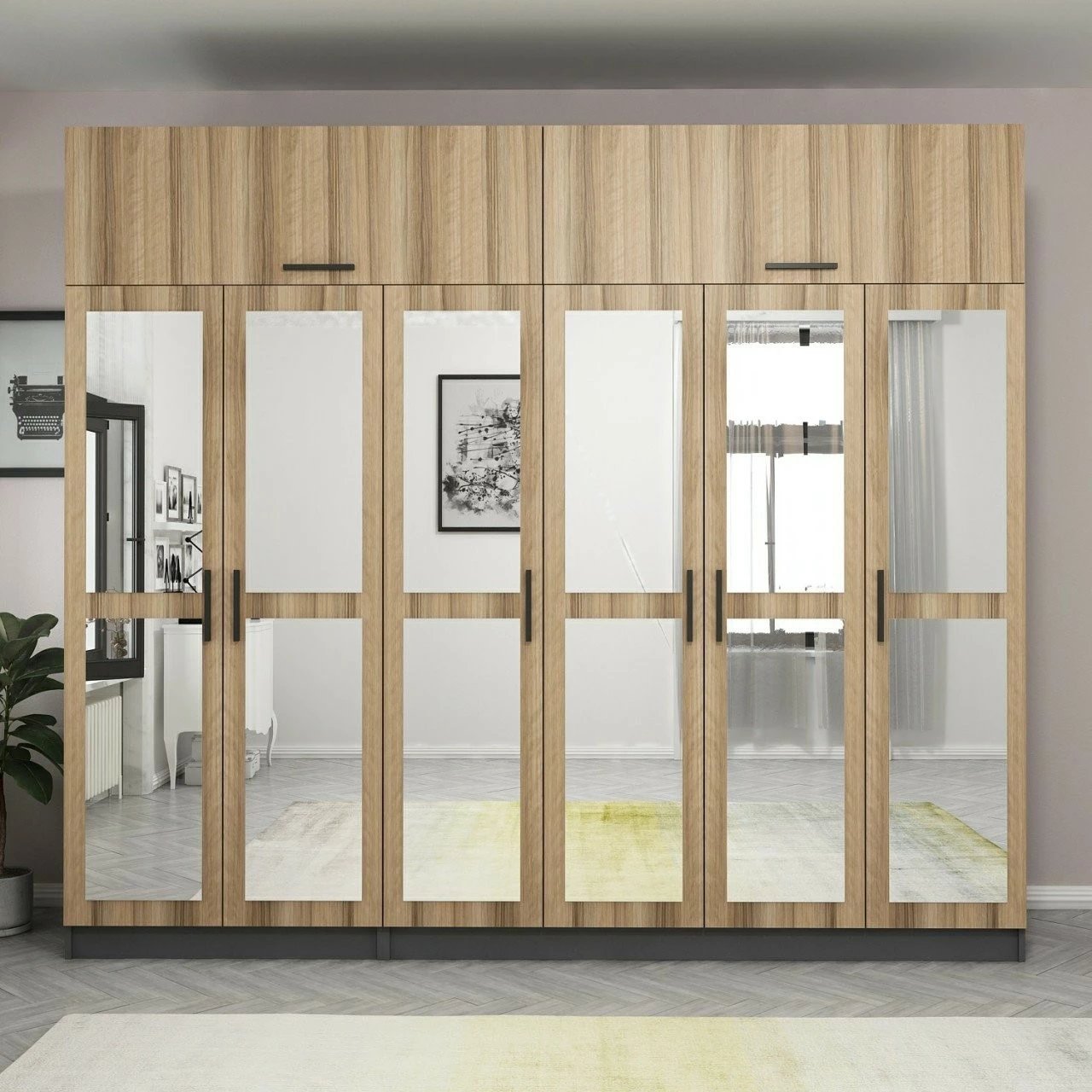 Dollap për rroba, ngjyrë arrë dhe antracit, Skye Decor - 5215