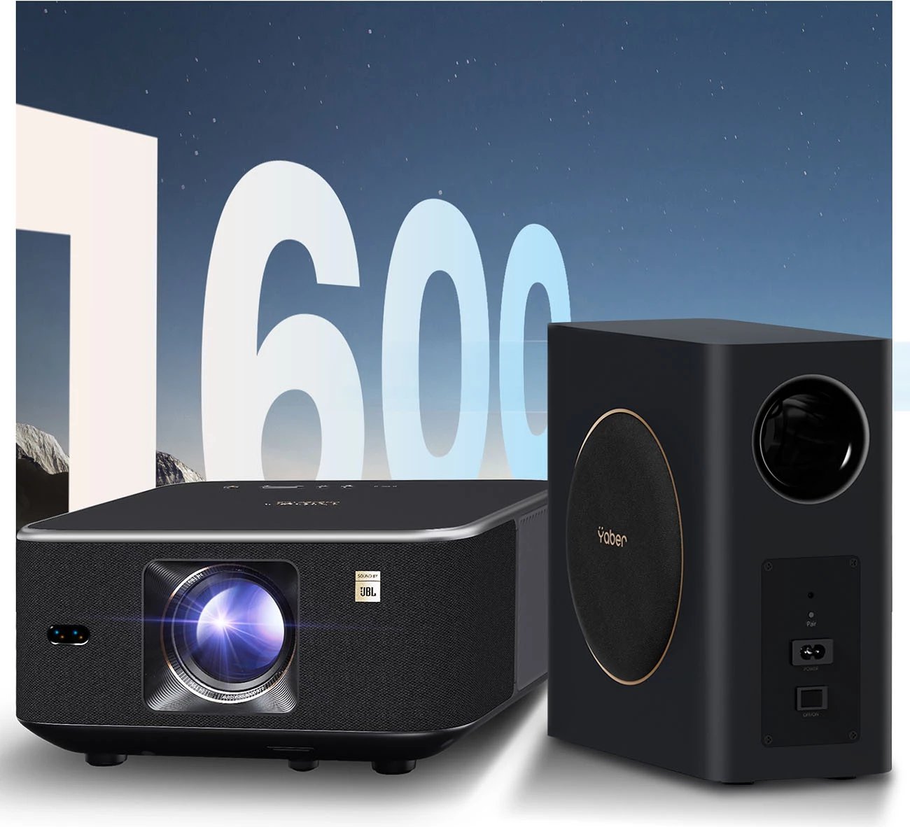 Projektor multimedial Yaber K3 Pro me JBL altoparlantë dhe subwoofer, FullHD 1080p, i zi