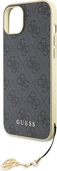 Mbështjellës Guess 4G Charms për iPhone 15 Plus, Gri