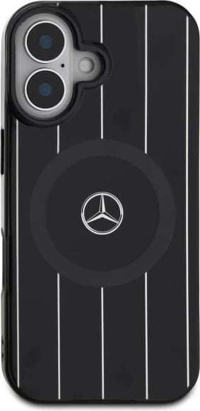 Mbështjellës Mercedes MB Double Layer Crossed Lines MagSafe për iPhone 16, zi
