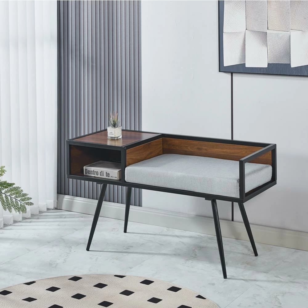 Mobilje hyrëse Nextdeco metalike, sipërfaqe MDF, ngjyrë kafe e errët