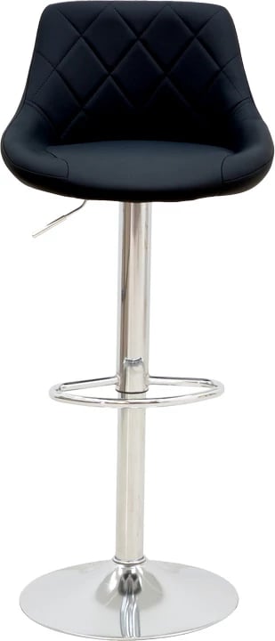 Karrige për bar Boronez, lartësi e rregullueshme, lëkurë artificiale e zezë, bazë kromi, 47x49x112cm, set prej 2 copash