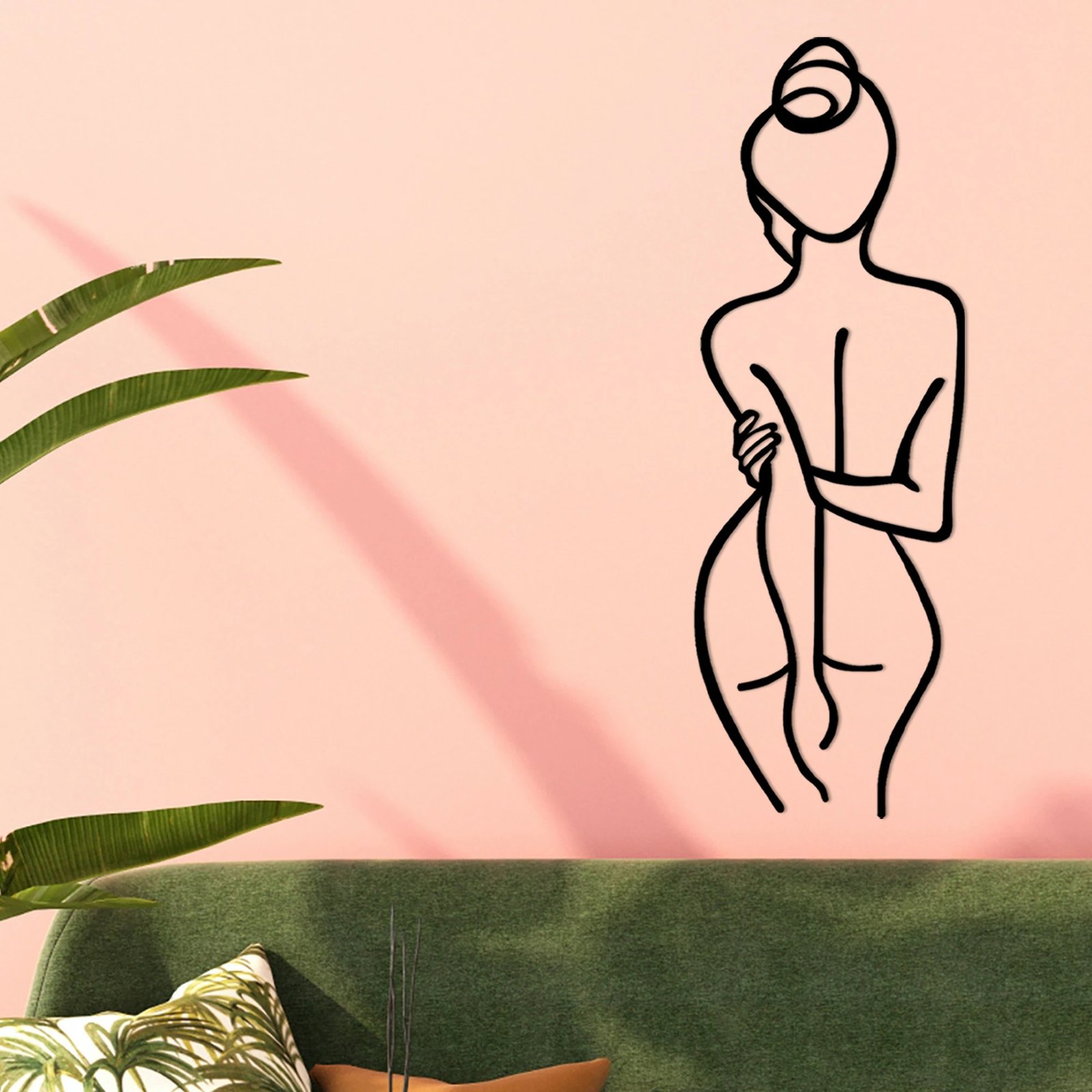 Aksesor dekorativ metalik për mur, trup gruaje, Wallity