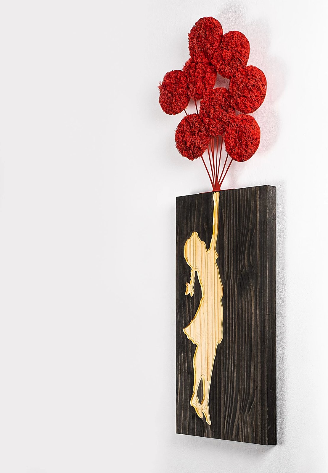 Aksesor dekorativ prej druri për mur, Wallity Banksy, 34x99cm