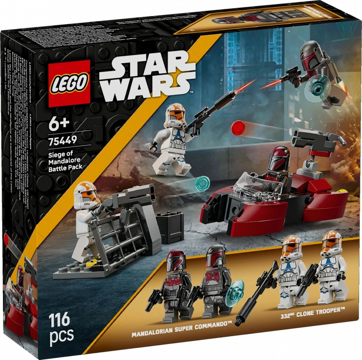 Set ndërtimi, LEGO Star Wars, 75449 Mandalore Siege, 116 pjesë, 4 minifigura, 6+, paketë betejë