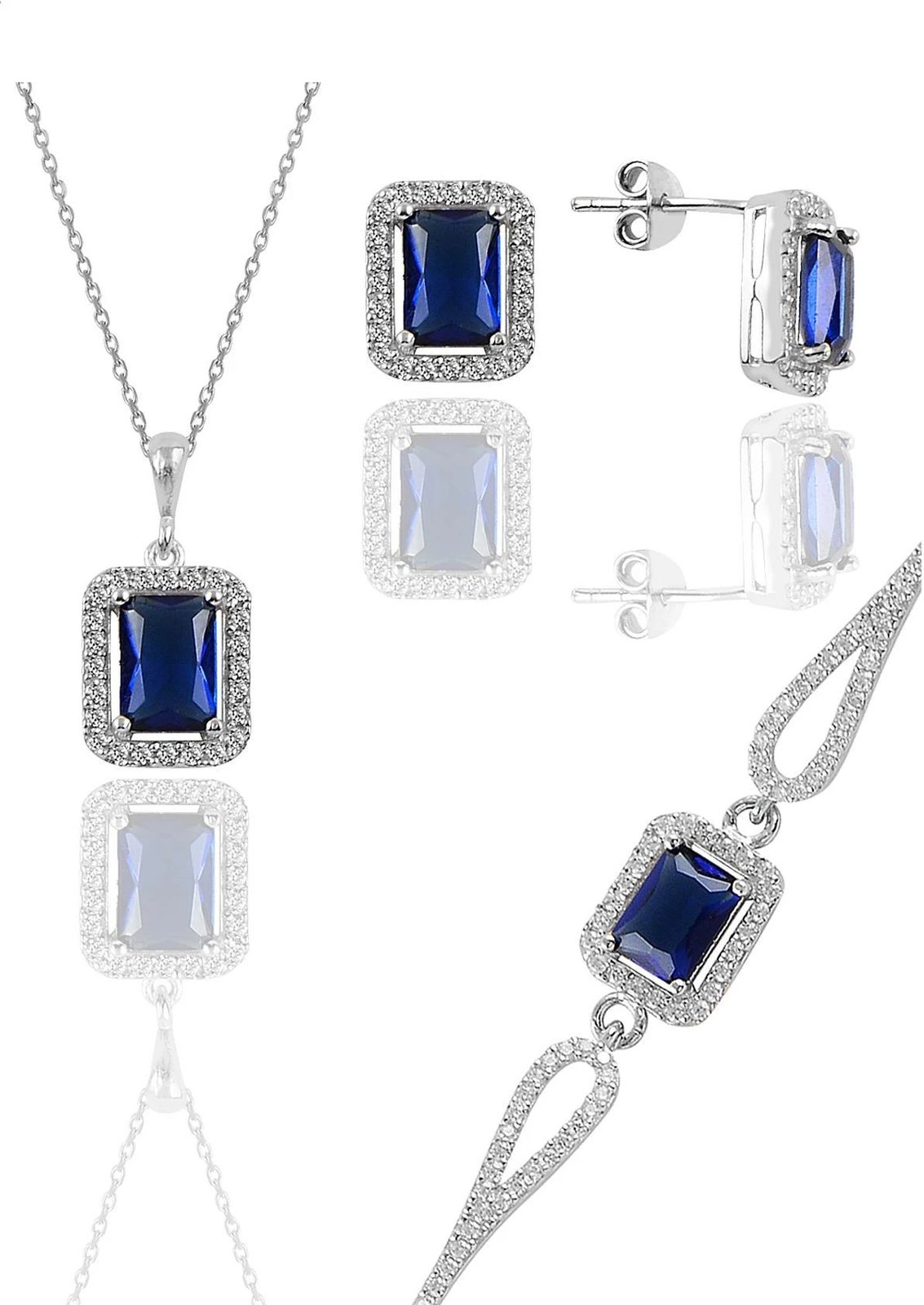 Set varëse, byzylyk e vathë argjendi, ngjyrë argjendi e kaltër e errët, Jumeon, 11598LACIVERT