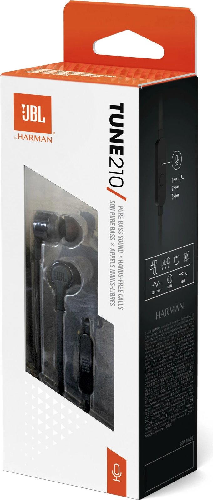 Kufje JBL Tune 210, me tela, Pure Bass, mikrofon, 3.5mm, të zeza Kufje JBL Tune 210, me tela, Pure Bass, mikrofon, 3.5mm, të zeza