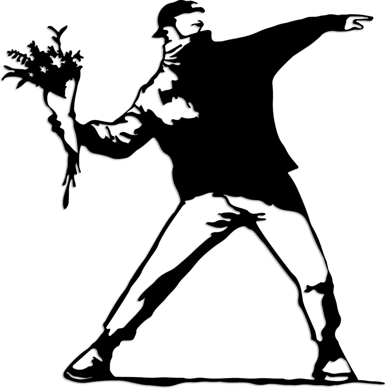 Aksesor dekorativ metalik për mur, Wallity Banksy Metal 01, ngjyrë e zezë, 69x70cm