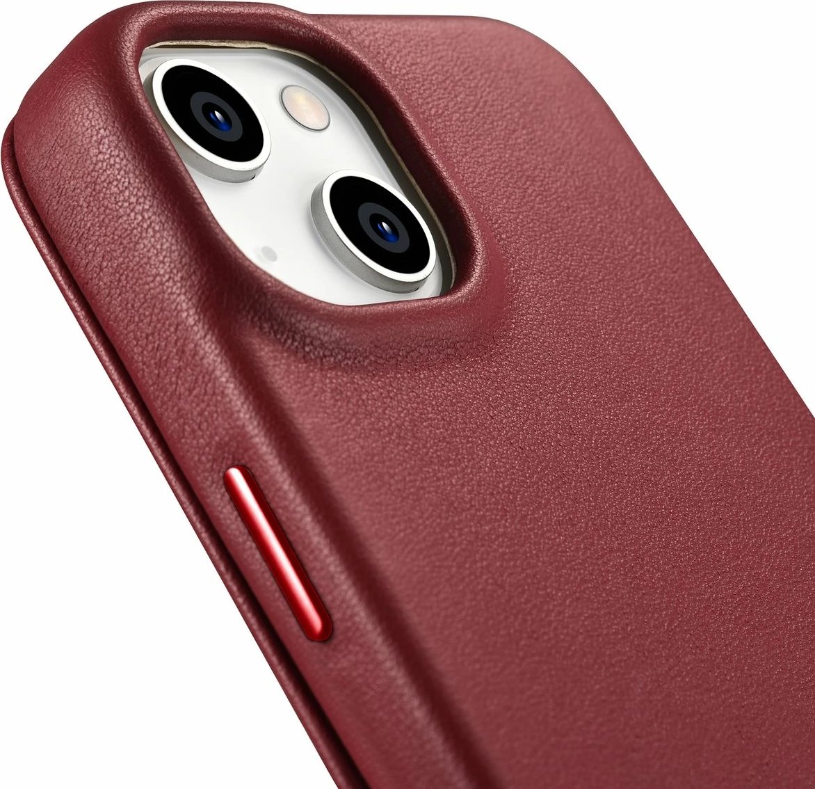 Mbështjellës lëkure iCarer CE Premium Folio për iPhone 14 Plus, MagSafe, Kuq