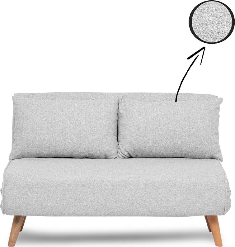 Divan-krevat dy ulëse, stof teddy, ngjyrë gri, Folde 2-Seater