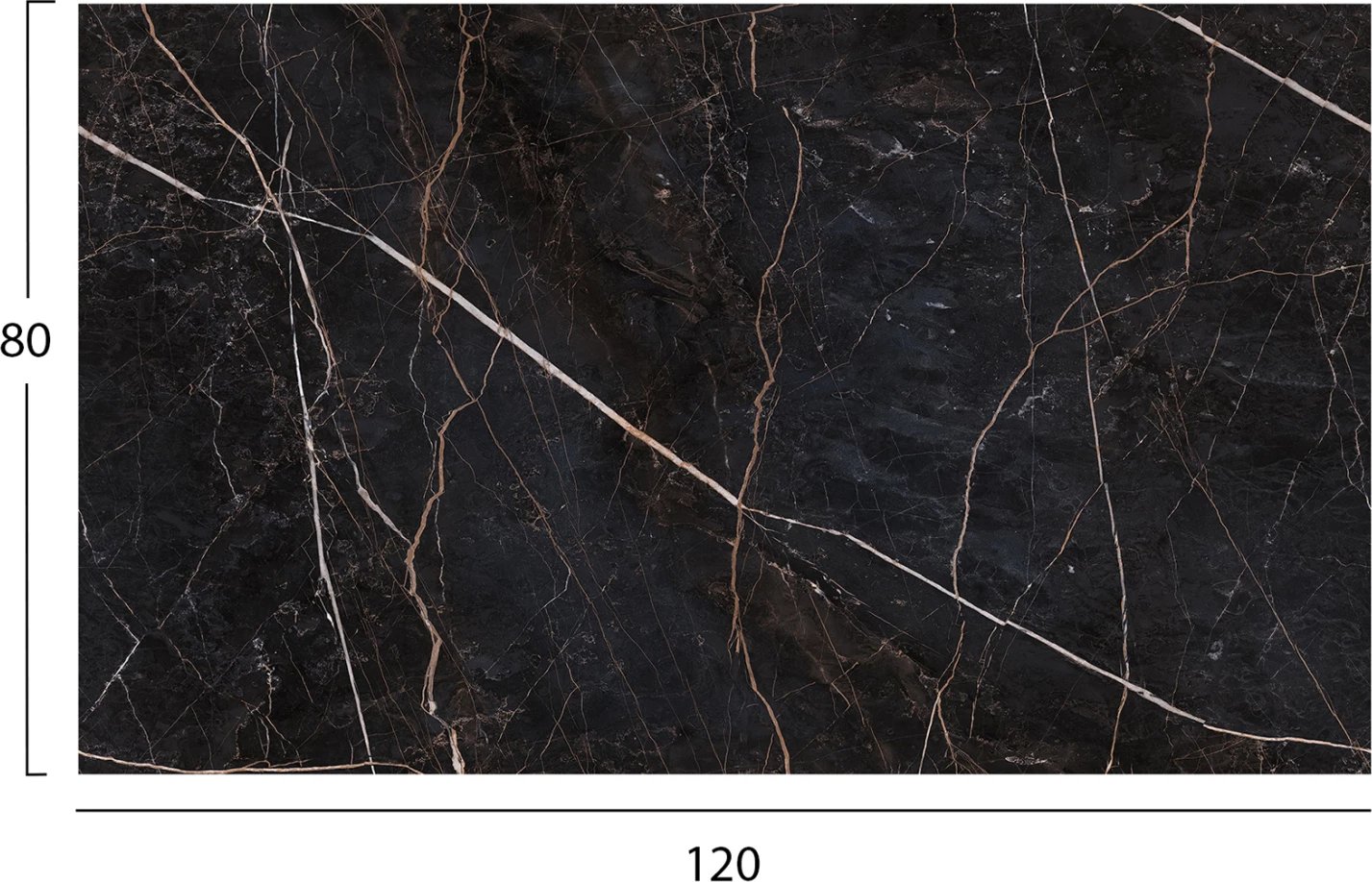 Sipërfaqe tavoline HPL, mermer i zi, drejtkëndëshe, 120x80cm