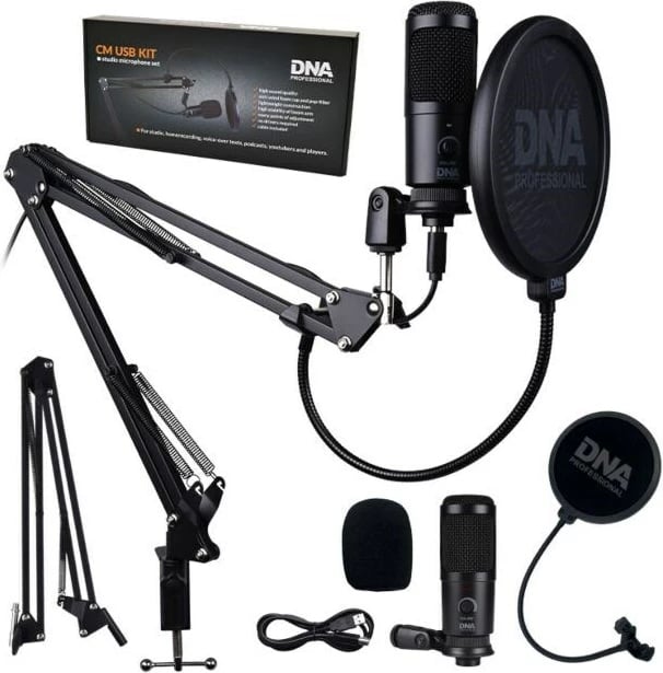 Set mikrofonësh DNA PROFESSIONAL CM USB KIT, me USB, për podcast, i zi