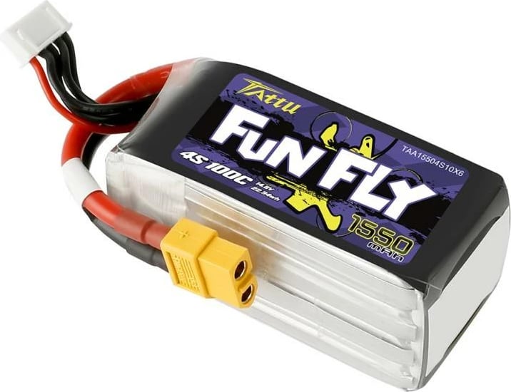 Bateri LiPo Tattu Funfly 1550mAh 4S1P 100C, për dronë, e zezë