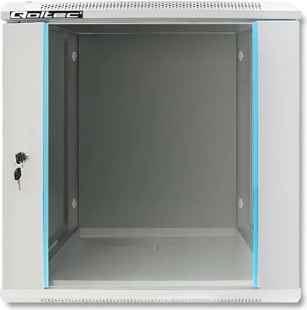 Kasë RACK Qoltec 12U, 600 x 450 x 635 mm, për montim në mur, Gri