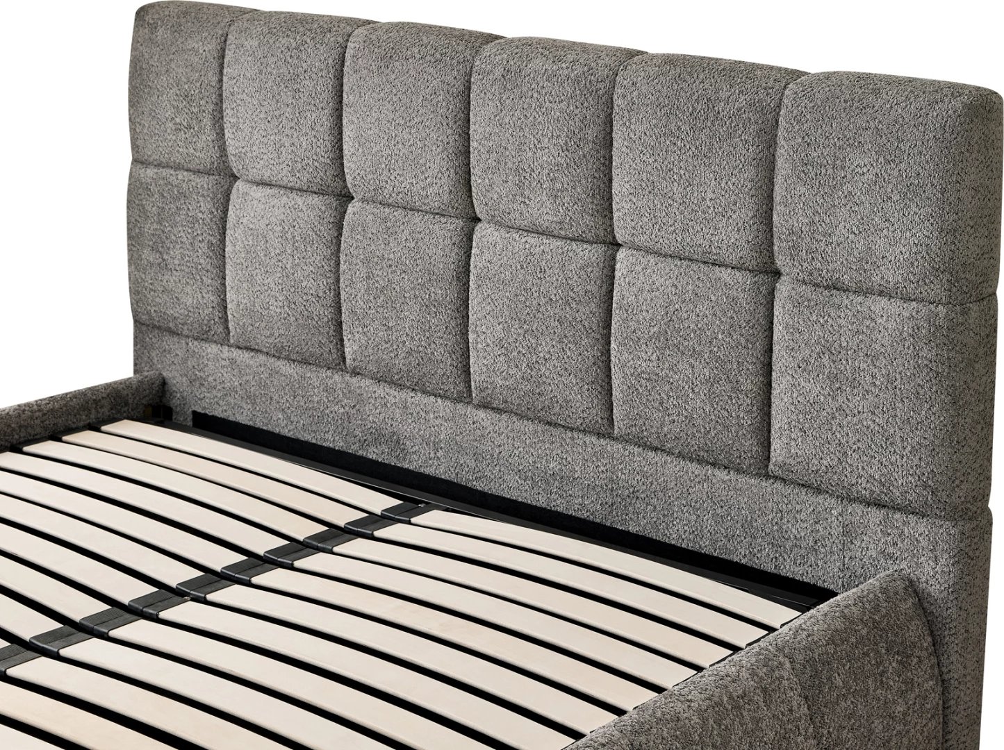 Krevat dopio EDDY, boucle gri, me hapësirë për depo, FH731.01, për dyshek 160x200cm