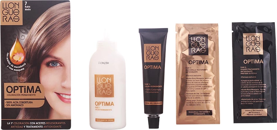 Ngjyrë e përhershme flokësh LLONGUERAS Optima 7 Medium Blond unisex