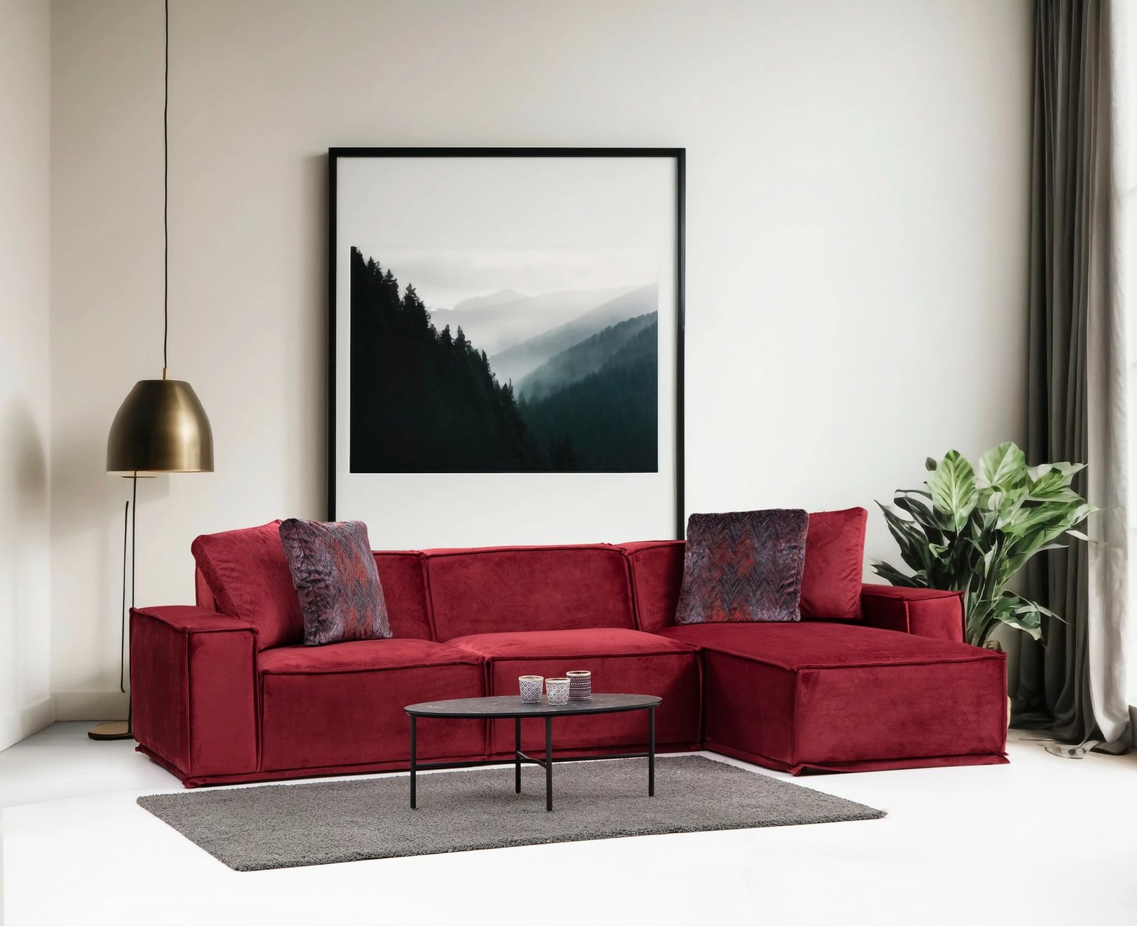 Kënd-sofë Atelier del Sofa, Lego Corner 9, ngjyrë burgundy, 300x170cm