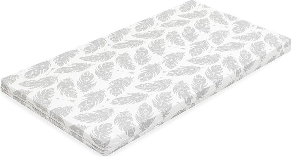 Dyshek shkumë për krevat bebe, New Baby, Standard, 120x60x6 cm, mbulesë pambuku e heqshme, model pupla, e bardhë