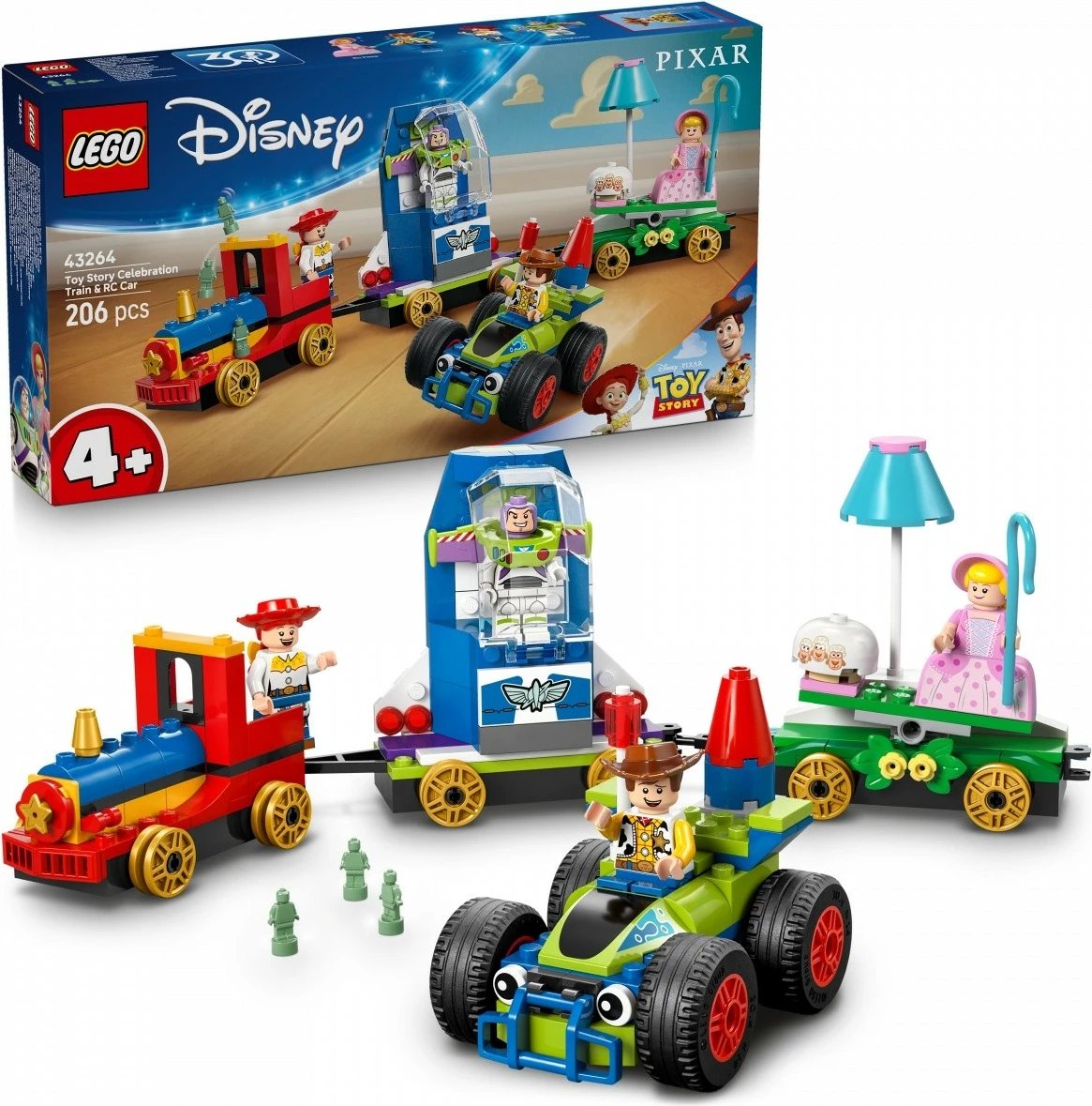 Set LEGO Disney Toy Story 43264, tren tematik me 206 pjesë dhe 4 figurina
