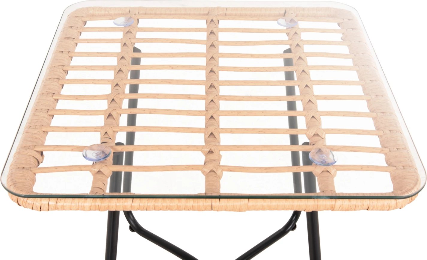 Tavolinë kafeje GERRY FH5717.11 p.e. rattan, kornizë metalike e zezë, 50x50x47,5 cm