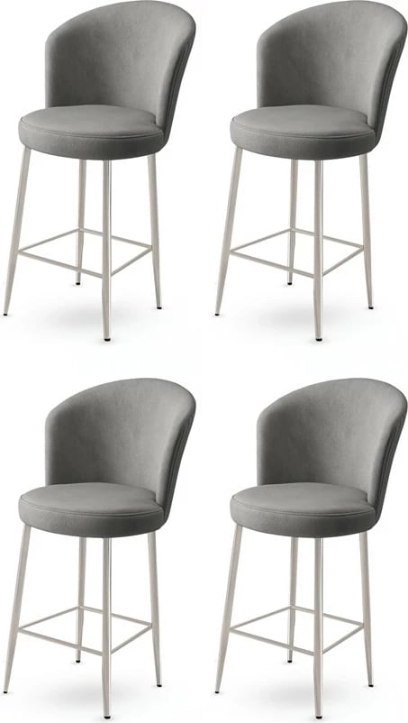 Set karrigesh për bar (4 copë), Hanah Home, Fora, gri, krom