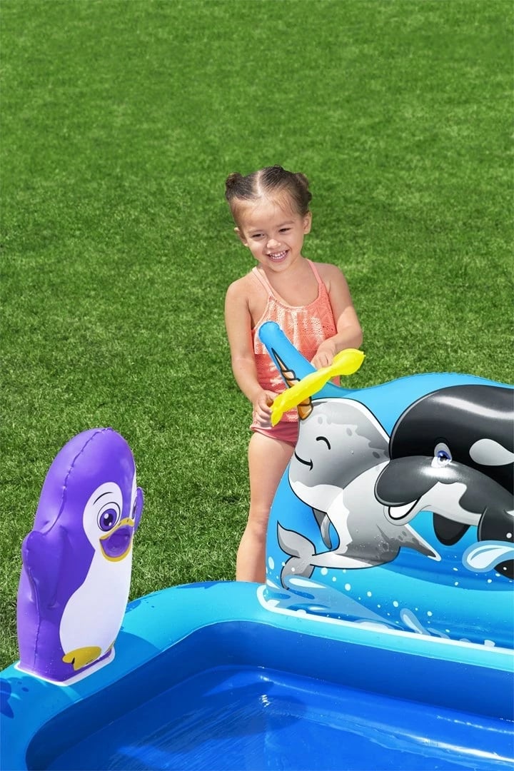 Qendër loje uji e fryrë për fëmijë Bestway Polar Pals, 1.34 m x 1.31 m x 73 cm, Blu