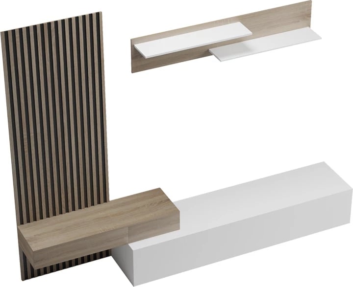 Set për dhomë dite Litende, ngjyrë e bardhë-sonoma, 249.4x42.2x199.5cm