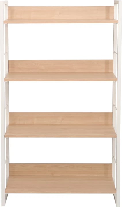 Raft librash Dorfie, ngjyrë natyrale me metal të bardhë, 70x30x124.5cm