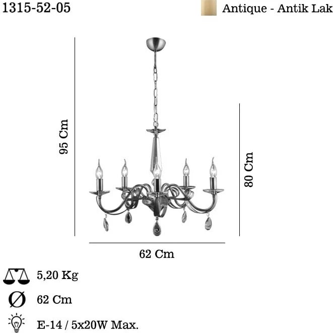 Llambadar Opviq, Castro - 52-05, ngjyrë antike